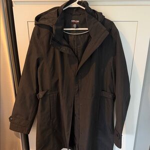 Kirkland Signature Women's Hooded Trench rain Coat in Dark grey